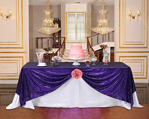 Sequin Tablecloth 50x72 Inch Purple for Wedding Halloween Party