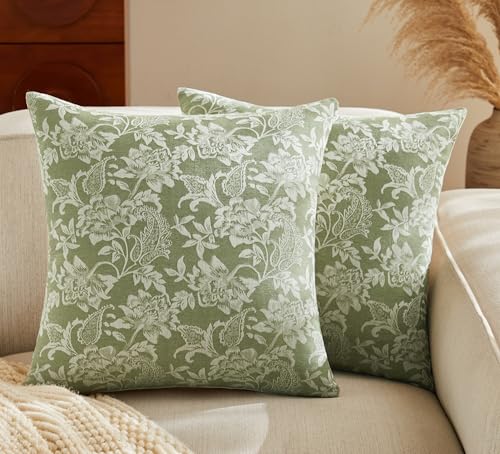 Floral Jacquard Throw Pillow Covers Set of 2 (2 Count)