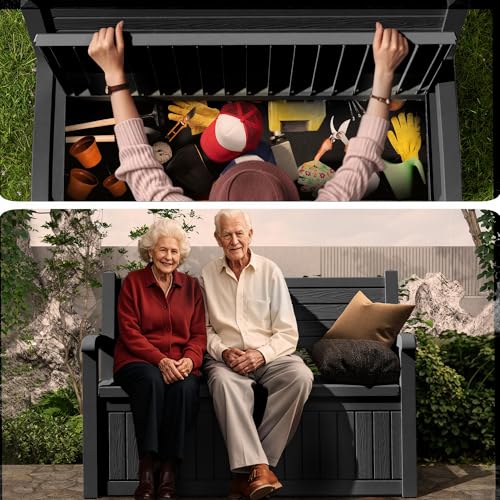 75 Gallon Storage Bench Deck Box Outdoor Indoor