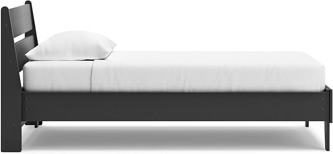Signature Design by Ashley Socalle Casual Twin Panel Platform Bed, Foundation or Box Spring Not Needed, Black