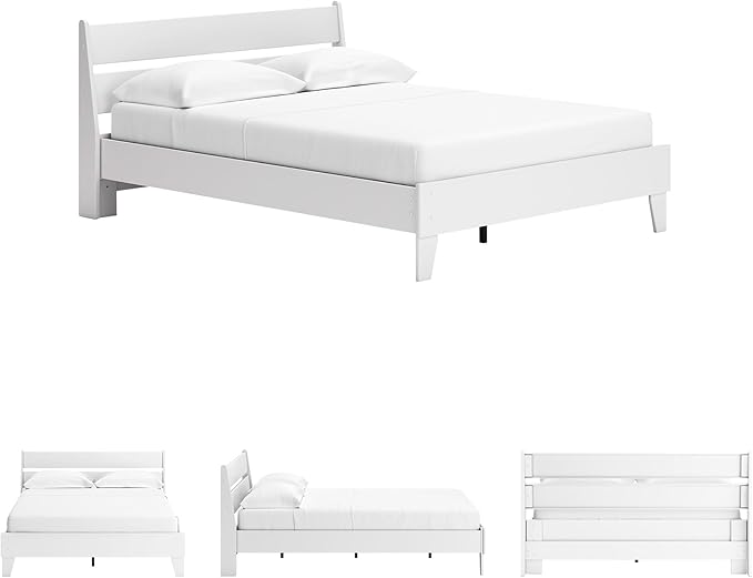 Signature Design by Ashley Socalle Casual Queen Panel Platform Bed, Foundation or Box Spring Not Needed, White