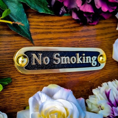 No Smoking Brass Door Sign. Traditional Style Home Décor Wall Plaque Handmade By The Metal Foundry UK