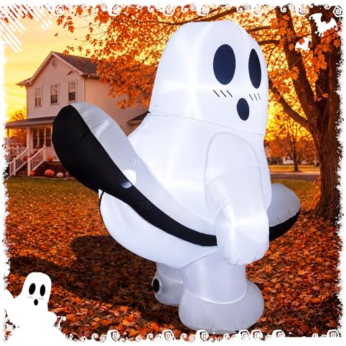 5 FT Halloween Inflatable Ghost Outdoor Decoration with LED (Cute)