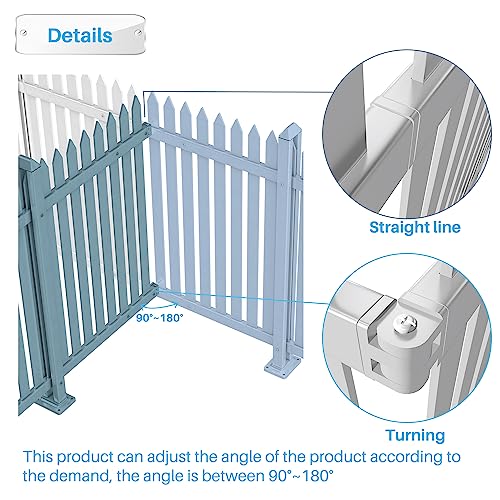 2 Sets White Vinyl Picket Fence Panels 36" H x 84" W PVC Garden Fences Plastic Decorative for Yard Porch Deck Pool Dog Temporary Fencing