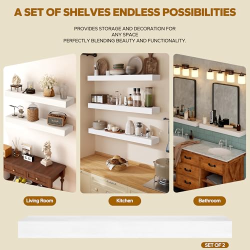 Floating Shelves 3 inch Thick for Wall Set of 2