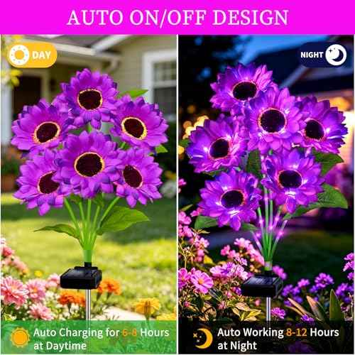 Solar Sunflower Lights 6 Pack with 36 Sunflower Solar Lights Outdoor Garden Decor