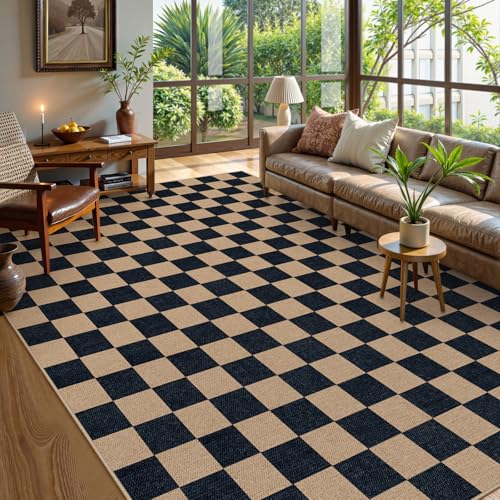 Checkered Easy Jute Living Room Rug