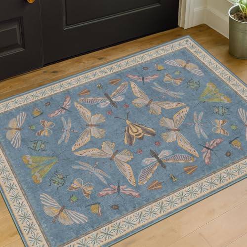 Blue 2x3 Kitchen Rugs Non Slip Washable (6 Sq Ft)