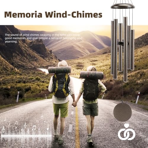 Wind-Chimes-Outdoor-Large-Decor, Deep Tone Soothing Melodic Tones Windchimes, Wind Chimes for Outside, Memorial Wind Chime Best Gift for Mom Women Grandma Neighbors（40" Brown）