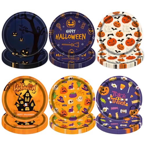 48 PCS Halloween Paper Plates 7 inch (50 Count)
