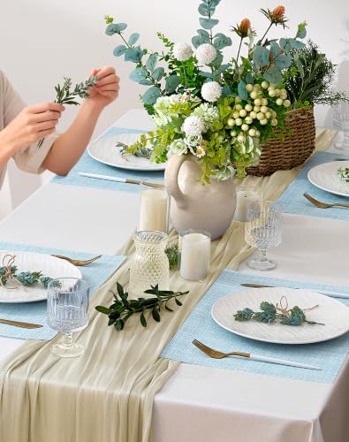 Soft Sky Blue Woven Placemats Set of 4 (3.2 Count)
