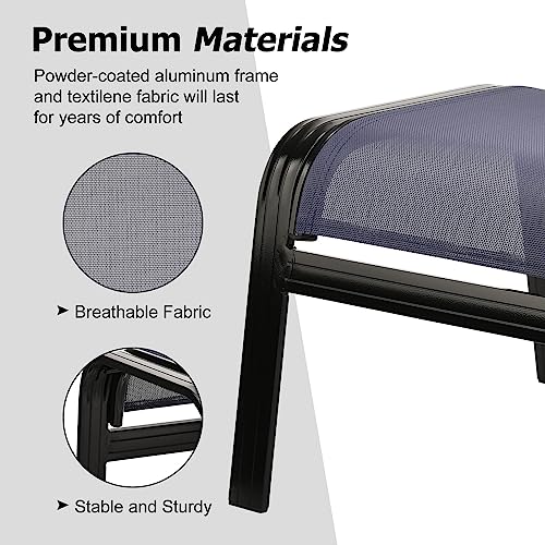 Deiguifei Outdoor Footstools Patio Ottoman All Weather Aluminum Indoor Outdoor Small Seat Foot Rest 2 Set Navy Blue (2 Count)