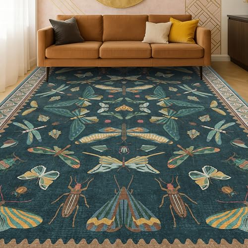 Oriental Blue and Green Area Rugs for Living Room 6x9 (54 Sq Ft)