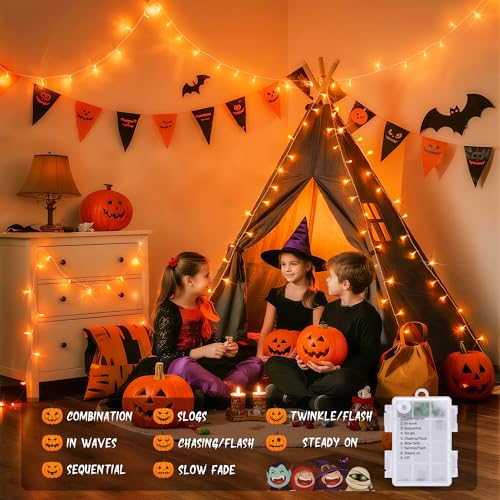 33FT 100 LED Orange Lights for Halloween (100 Count)