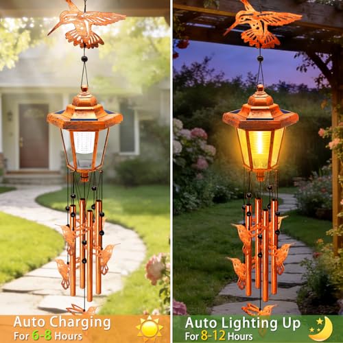 Hummingbird Solar Wind Chimes for Outside
