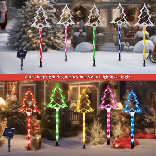 Solar Christmas Tree Pathway Lights Outdoor Decorations (10 Count)