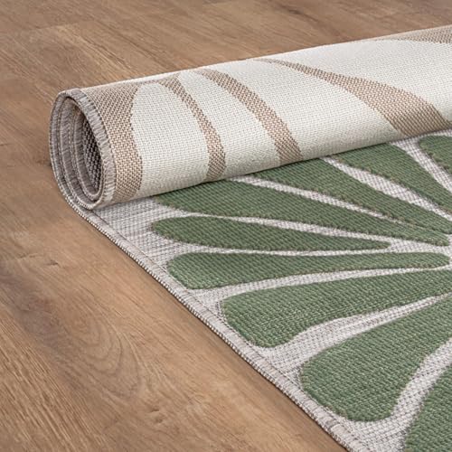 Outdoor Rug 10x14 Large Modern Floral Tropical Area Rugs for Outdoor and Indoor Patio Easy to Clean Non Shedding Living Room Porch Garden Washable Outside Carpet