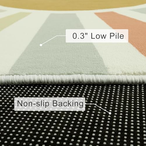 Boho Washable Rug 3'x5' Kids Area Rug for Playroom