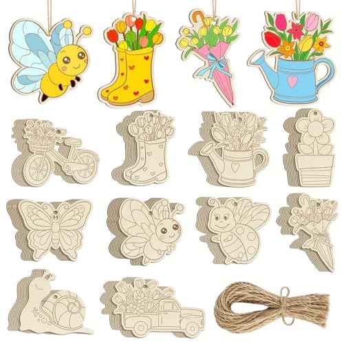 80PCS Wooden Spring Ornaments to Paint (120 Count)