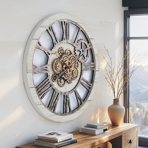 The Gears Clock 36'' Inch Real Moving Gear Wall Clock Vintage Industrial Oversized Rustic Farmhouse