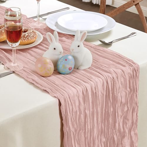 Dusty Pink Cheesecloth Table Runner 35×120Inch Fall Boho Wedding Home Decor