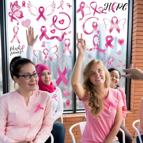 9 Sheets Breast Cancer Awareness Window Clings (9 Count)