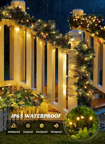 2 Pack Solar Christmas String Lights Outdoor (144 Foot)