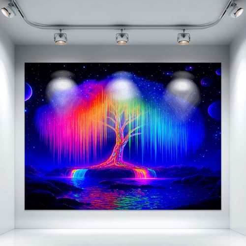 Blacklight Tapestry Tree of Life Wall Art 78 x 59 Inch