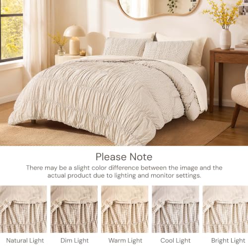 Tan Gingham Queen Size Comforter Sets
