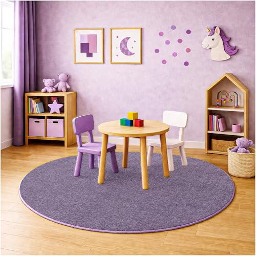 Soft & Colorful 12' Round Kids Classroom Area Rug