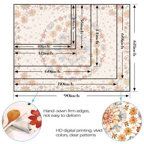 Boho Floral Mandala Tapestry Wall Hanging Watercolor Bohemian Flower Medallion Tapestry Aesthetic Beige Orange Hippie Indian Small Tapestries for Bedroom Living Room Dorm Decor 48 x 36 Inch