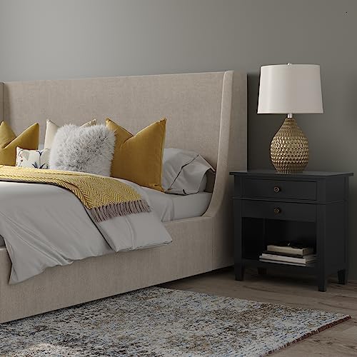 Carlton 24" Wide Solid Wood Bedside Table in Black