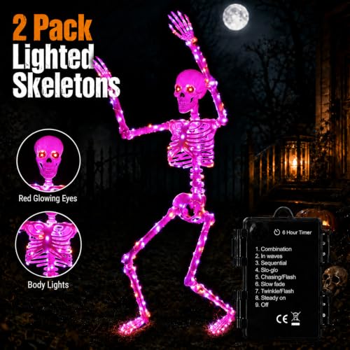 Halloween Decorations Outdoor Skeletons Set (Orange/Purple)