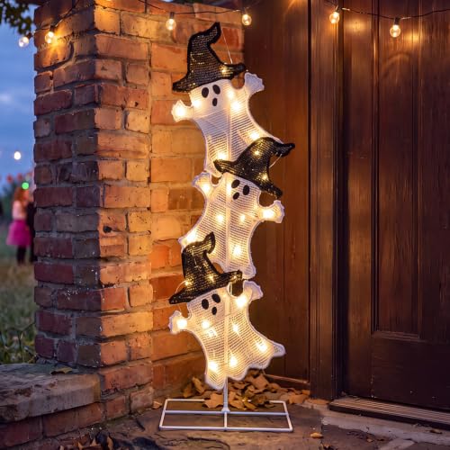 Halloween Ghost Lights 41 Inch H Pre (Black,White / Ghost)