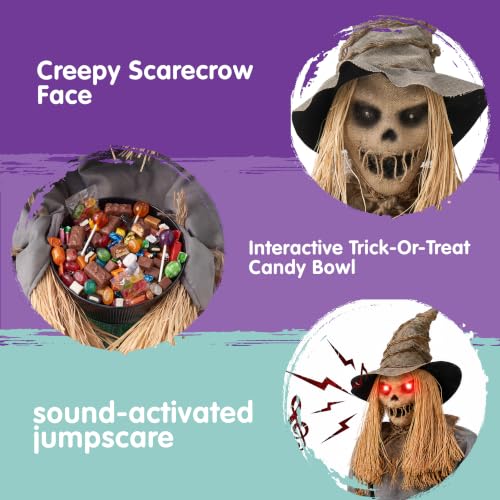 49" Halloween Animatronic Sitting Scarecrow