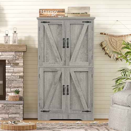 Farmhouse Storage Cabinet with 2 Adjustable Shelves