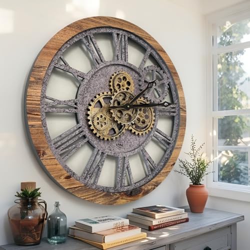 The Gears Clock The Original Real Moving Gear Wall Clock Vintage Industrial Oversized Rustic Farmhouse