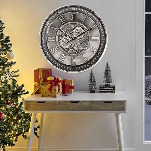 24 Inch Large Moving Gear Wall Clock for Living Room Decor