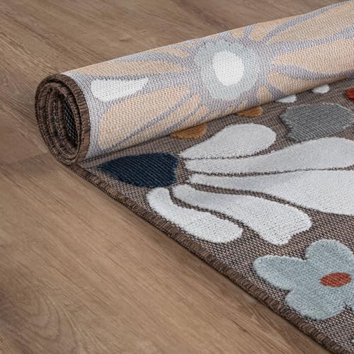 Outdoor Rug 9x12 Large Modern Floral Tropical Area Rugs for Outdoor and Indoor Patio Easy to Clean Non Shedding Living Room Porch Garden Washable Outside Carpet (108 Sq Ft)