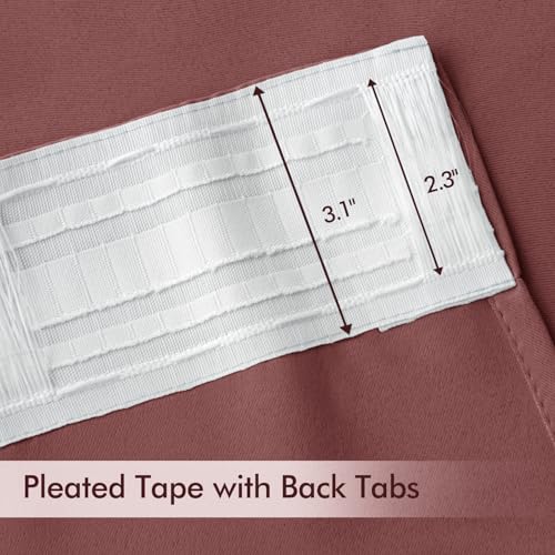 Dusty Rose Back Tab Blackout Curtains 52x72 Inches Long 2 Panels Set