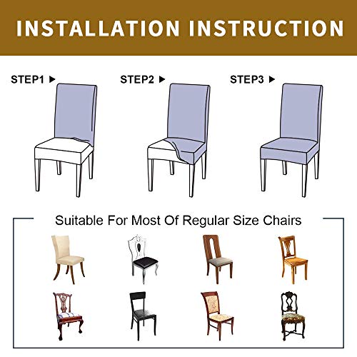 6 Pcs Dining Chair Covers Stretch Spandex Slipcovers Purple Marble Gold Inlay Removable Washable Dining Room Seat Cover Cushion Protector for Home Hotel Banquet Decor Abstract Geometric Stripes (4 Count)