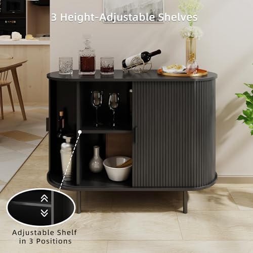 40" Fluted Buffet Sideboard Cabinet with Sliding Door