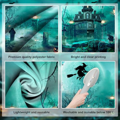 7x5ft Green Halloween Backdrop Spooky Photography Background