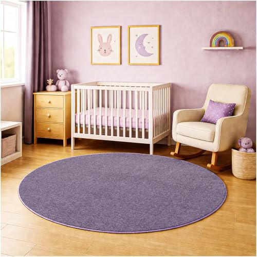 Soft & Colorful 8' Round Kids Classroom Area Rug