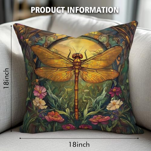 William Morris Abstract Vintage Floral Dragonfly Design Throw Pillow Covers Home Decor