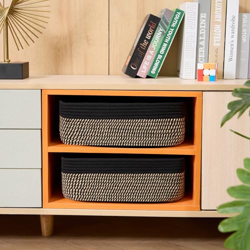 Large Shallow Organizing Baskets 15x11x5.1 Inches (2 Count)