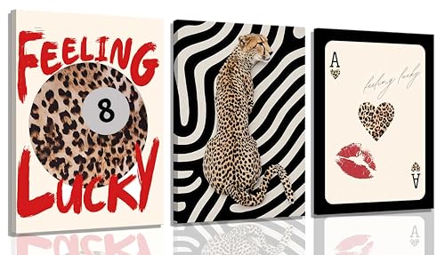 3Pcs Framed Trendy Leopard Print Canvas Wall Art (3 Count)