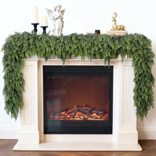 Lifelike Touch Artificial Christmas Cedar Garland for Mantle (12 Foot)