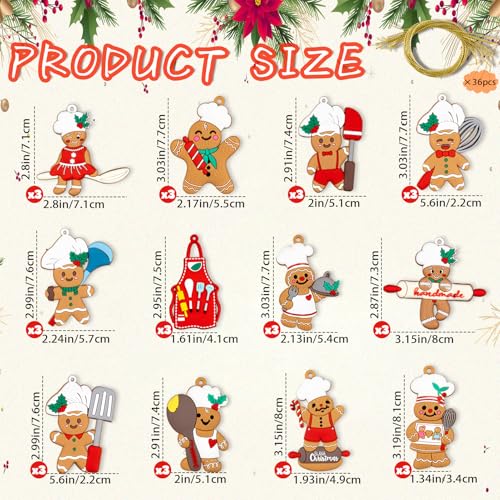 36pcs Gingerbread Christmas Decoration for Tree (36 Count)