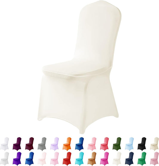 Spandex Chair Covers, 12PCS, Washable Protector for Living Room, Party, Banquet, Wedding, Hotel (Ivory)